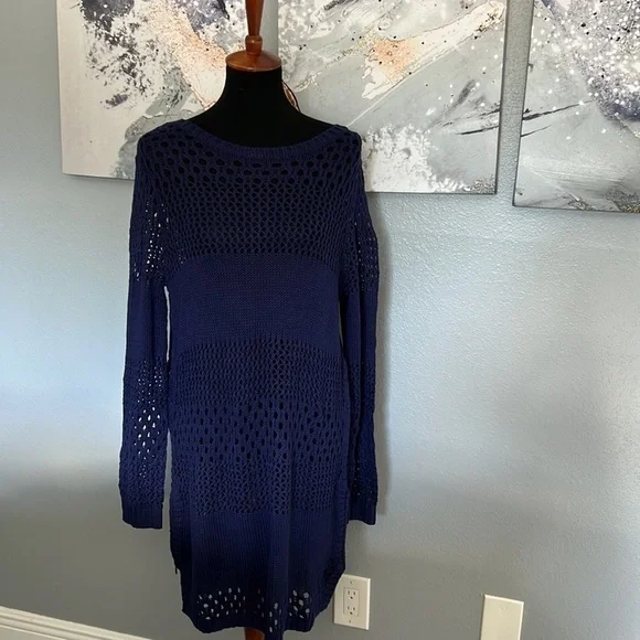 Navy Blue Tommy Bahama Sweater Dress XL soft stretchy comfortable - Picture 8 of 15